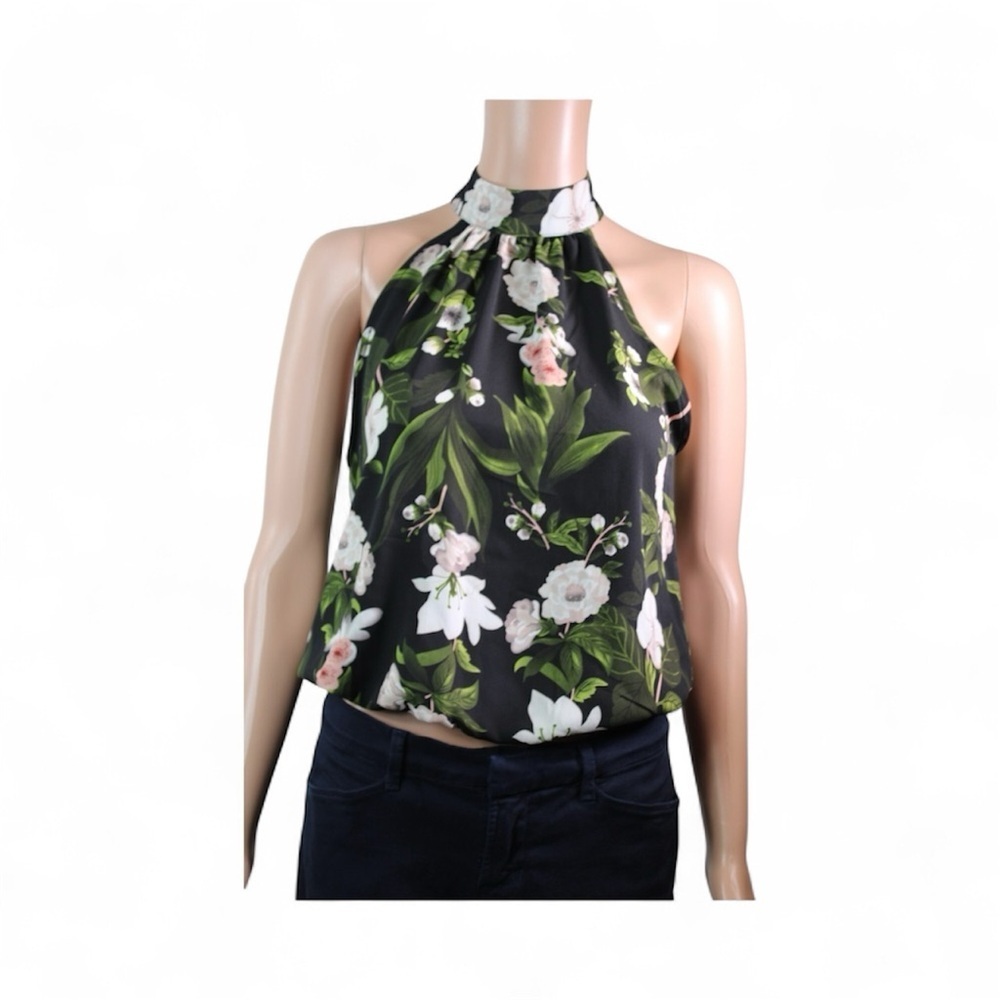 Rachel zoe floral halter blouse with open back medium